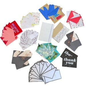 Stationery Lot of Cards Thank You Marble Hello Valentine's Day Fun Envelopes